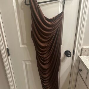 Eloquii One Shoulder Brown Dress